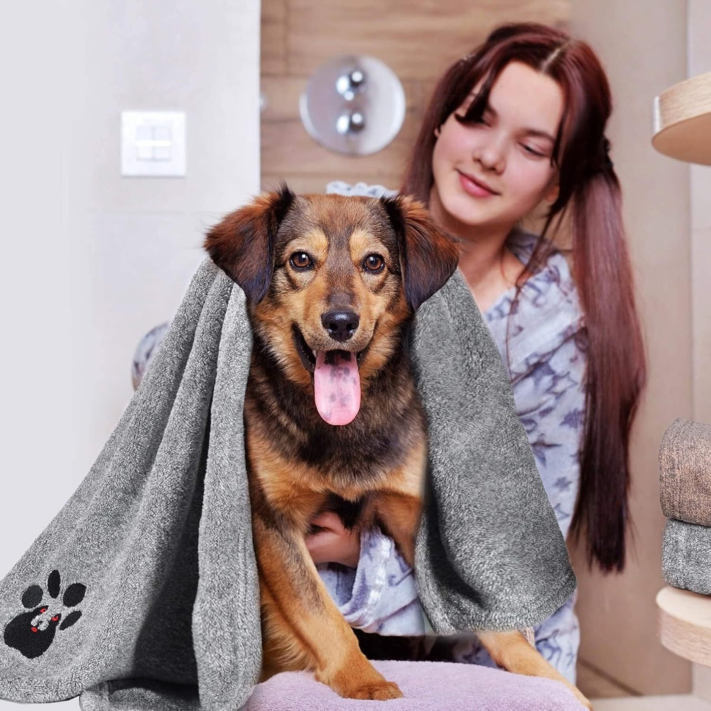 Super Absorbent Dog Bath Towels For Fast Drying - Soft Microfiber Towel For Dogs And Cats - MSSempire