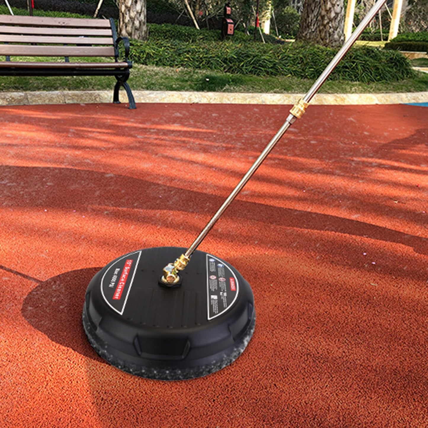 High Pressure Flat Surface Cleaner 4000PSI Disc Power Washer Broom With 2 Washer Extension Wands 2Pc Replacement Nozzles