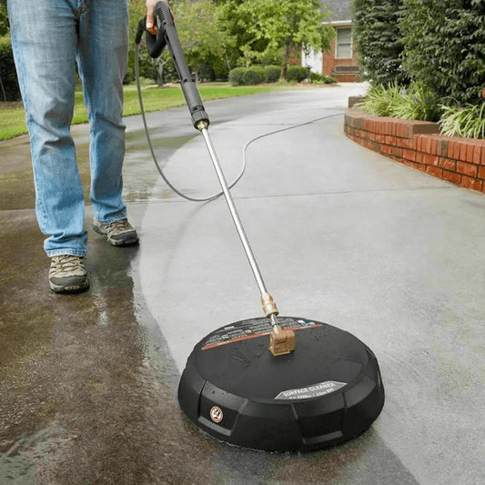 High Pressure Flat Surface Cleaner 4000PSI Disc Power Washer Broom With 2 Washer Extension Wands 2Pc Replacement Nozzles - MSSempire