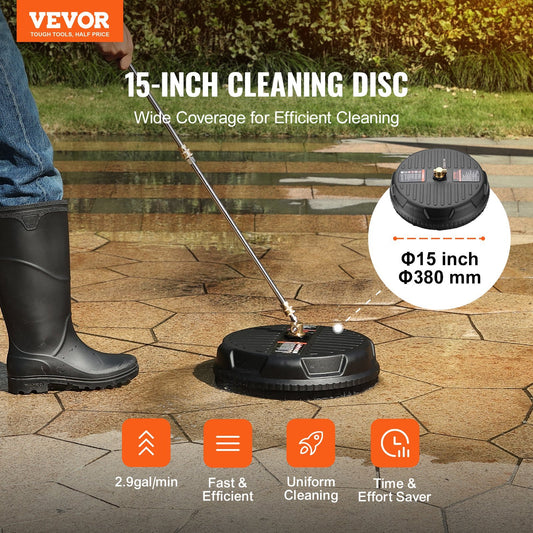 Pressure Washer Surface Cleaner Universal, Pressure Washer Attachment 4000 Max PSI With 2 Extension Wand,  Quick-Connect Connector Power Concrete Cleaner, For Floor Driveway, Patio - MSSempire