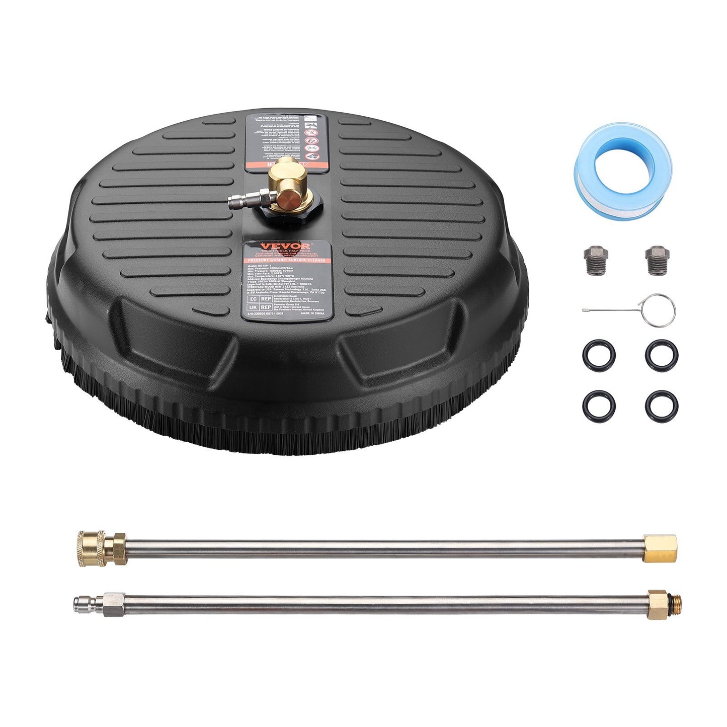 Pressure Washer Surface Cleaner Universal, Pressure Washer Attachment 4000 Max PSI With 2 Extension Wand,  Quick-Connect Connector Power Concrete Cleaner, For Floor Driveway, Patio